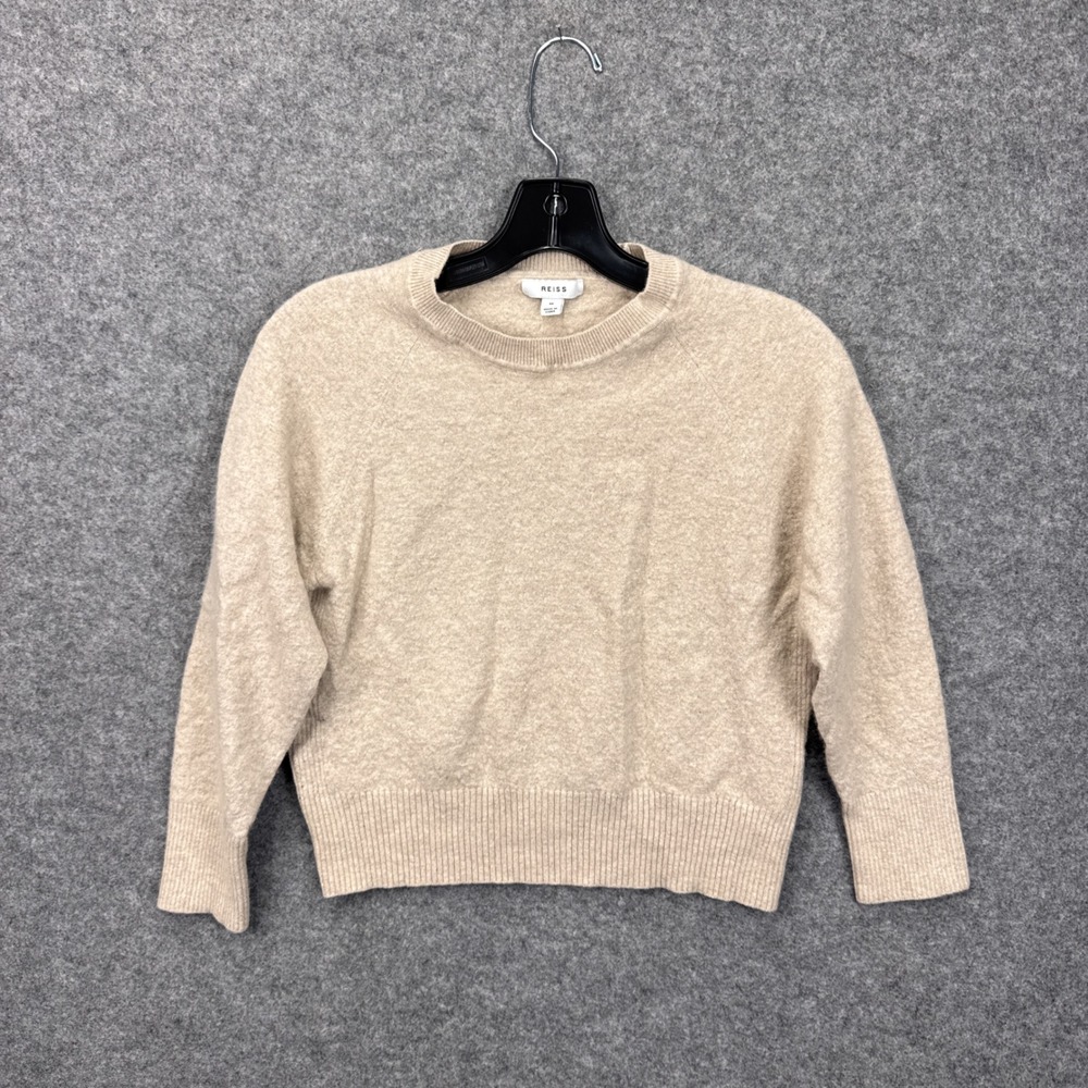 Reiss Beige Wool Cashmere‎ Blend Raglan Crewneck Sweater Womens Medium M
